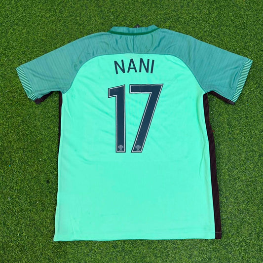 Luis Nani Portugal EURO 2016 Green Retro Football Jersey Trikot Maillot