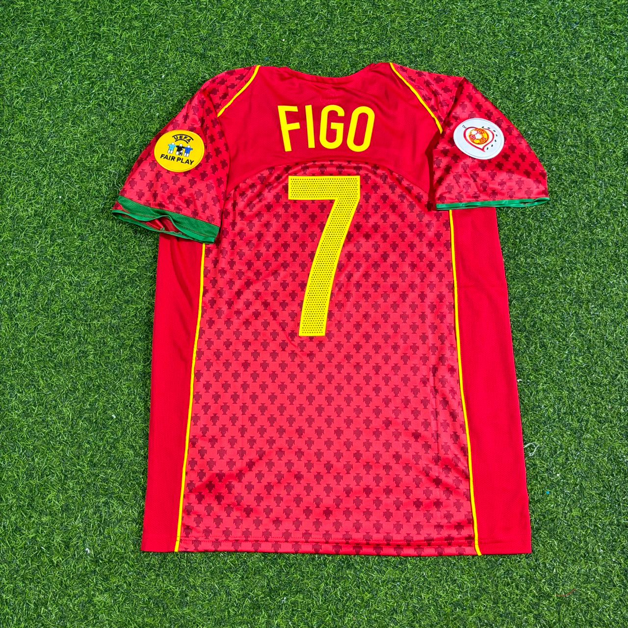 Luis Figo Portugal EURO 2004 Retro Home Red Jersey Trikot