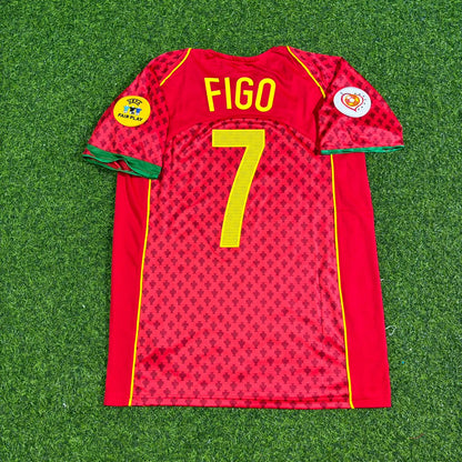 Luis Figo Portugal EURO 2004 Retro Home Red Jersey Trikot