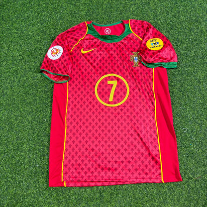 Luis Figo Portugal EURO 2004 Retro Home Red Jersey Trikot