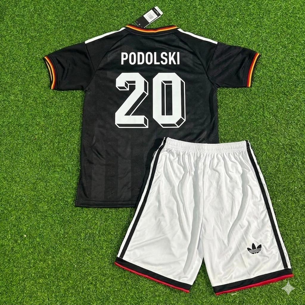 Lukas Podolski Germany Black Retro Kids Football Jersey