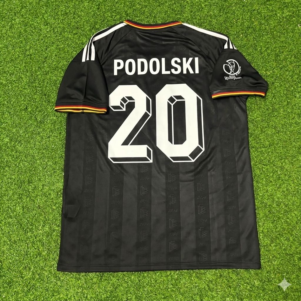 Lukas Podolski Germany 2002 World Cup Black Special Retro Football Jersey