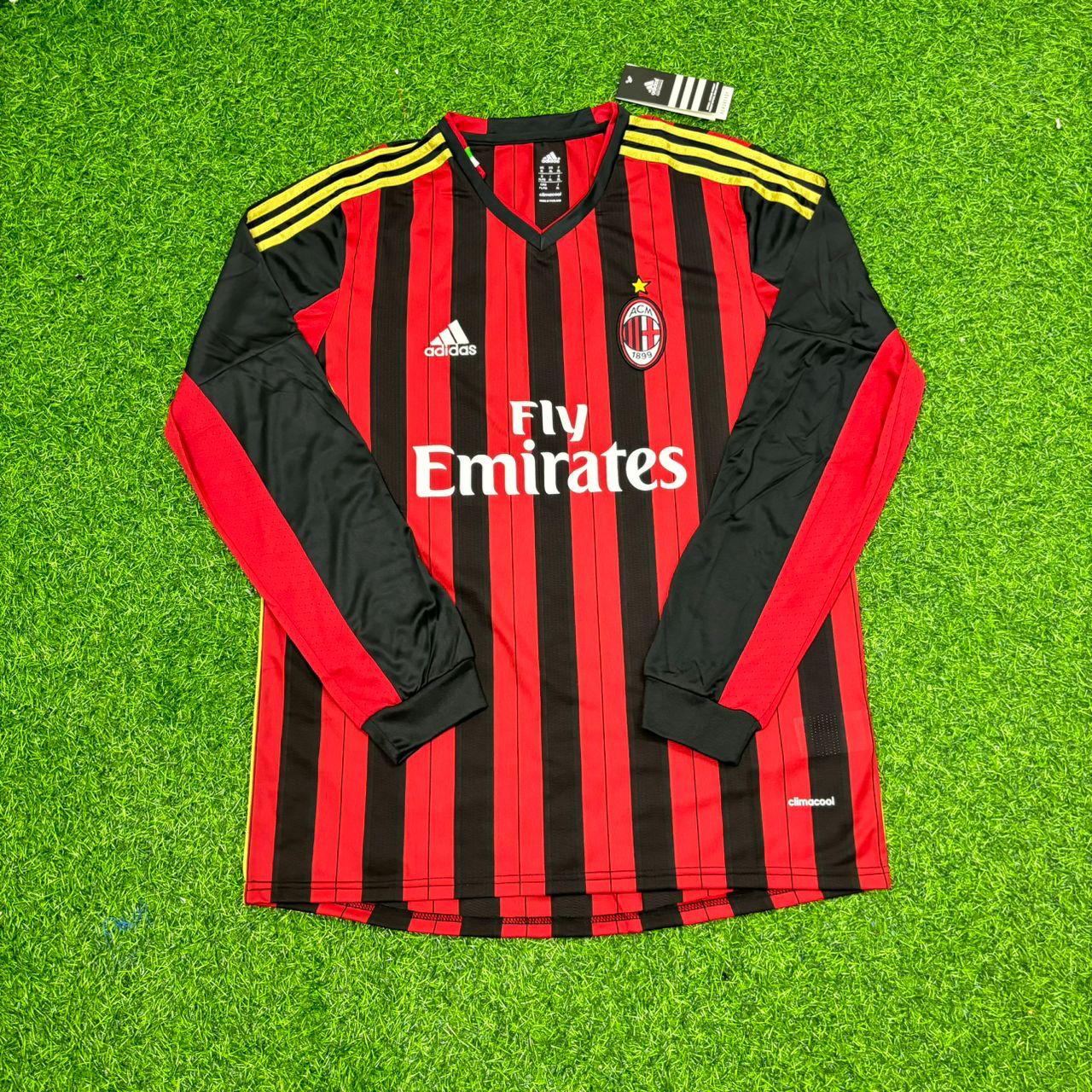 Mario Balotelli AC Milan 2013/14 Long Sleeve Home Retro Football Jersey Kit