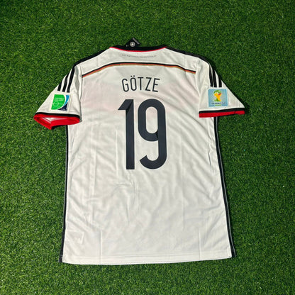 Mario Gotze - Germany Deutschland 2014 World Cup White Retro Kit Jersey Trikot Maillot Soccer Shirt