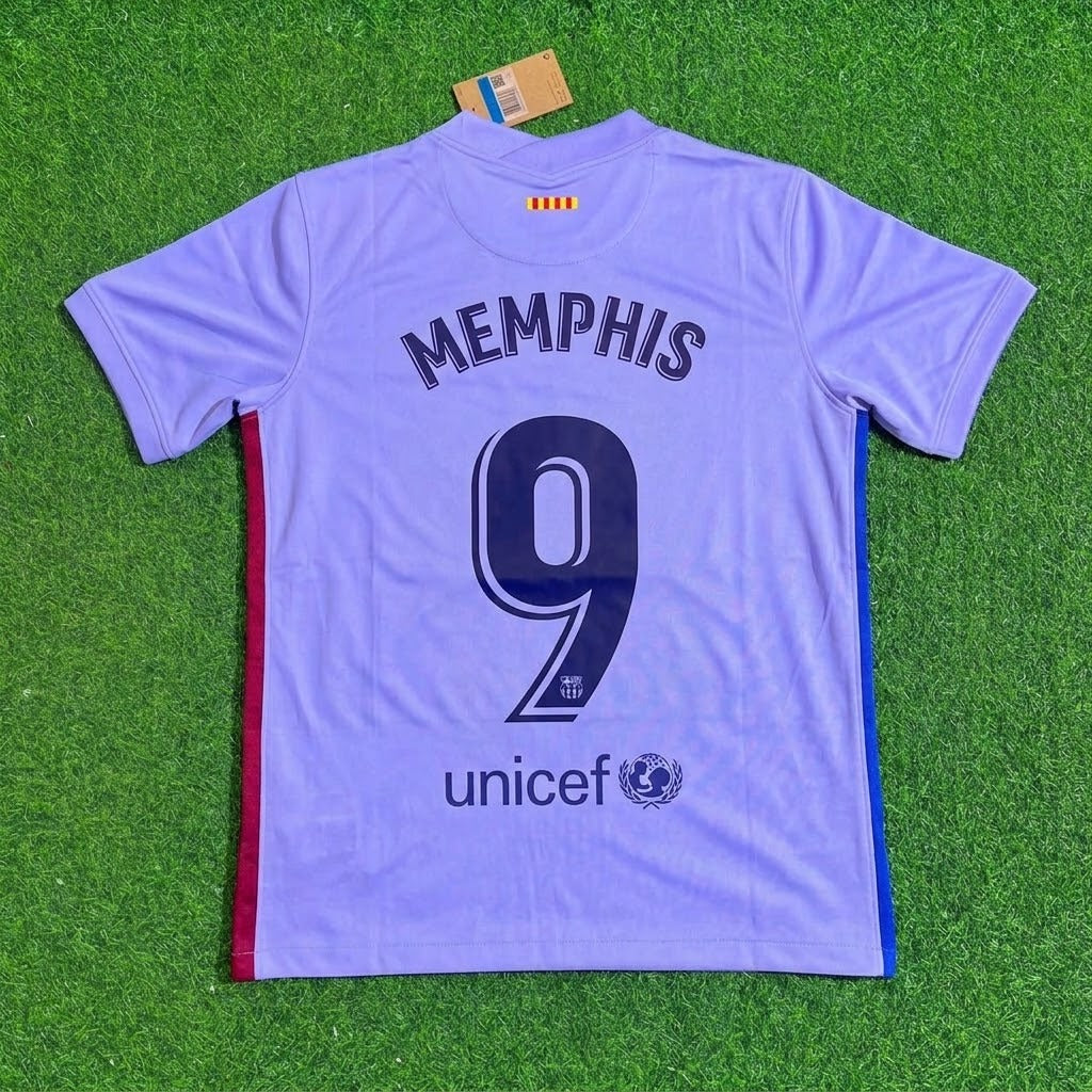 Memphis Depay #9 Barcelona 2021-22 Season Retro Jersey Trikot Soccer Shirt