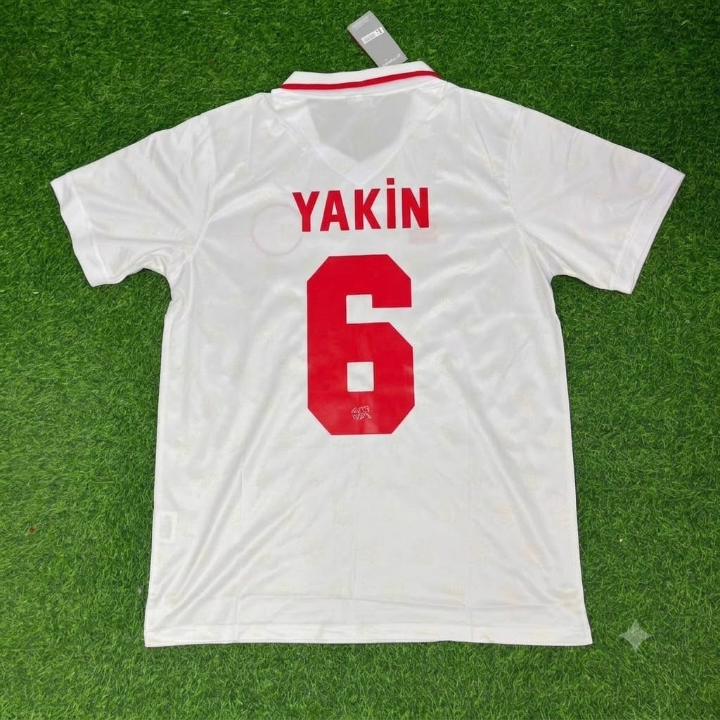 Murat Yakin Switzerland 1994 World Cup White Retro Football Jersey