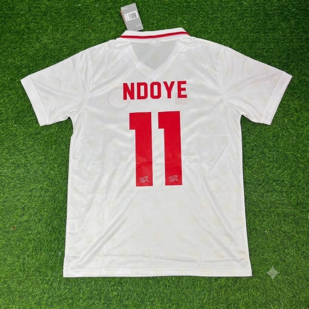Dan Ndoye Switzerland White Retro Football Jersey