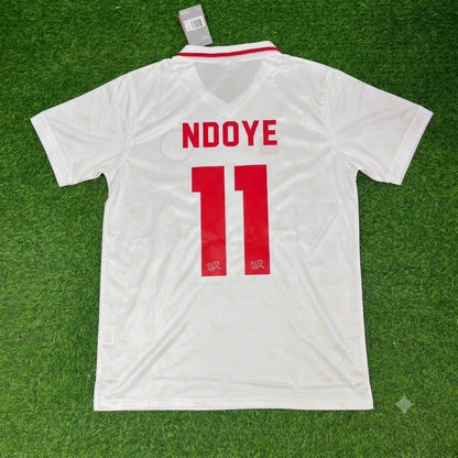 Dan Ndoye Switzerland White Retro Football Jersey