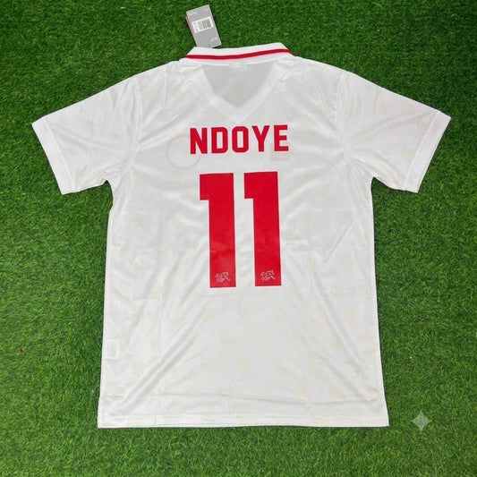 Dan Ndoye Switzerland White Retro Football Jersey
