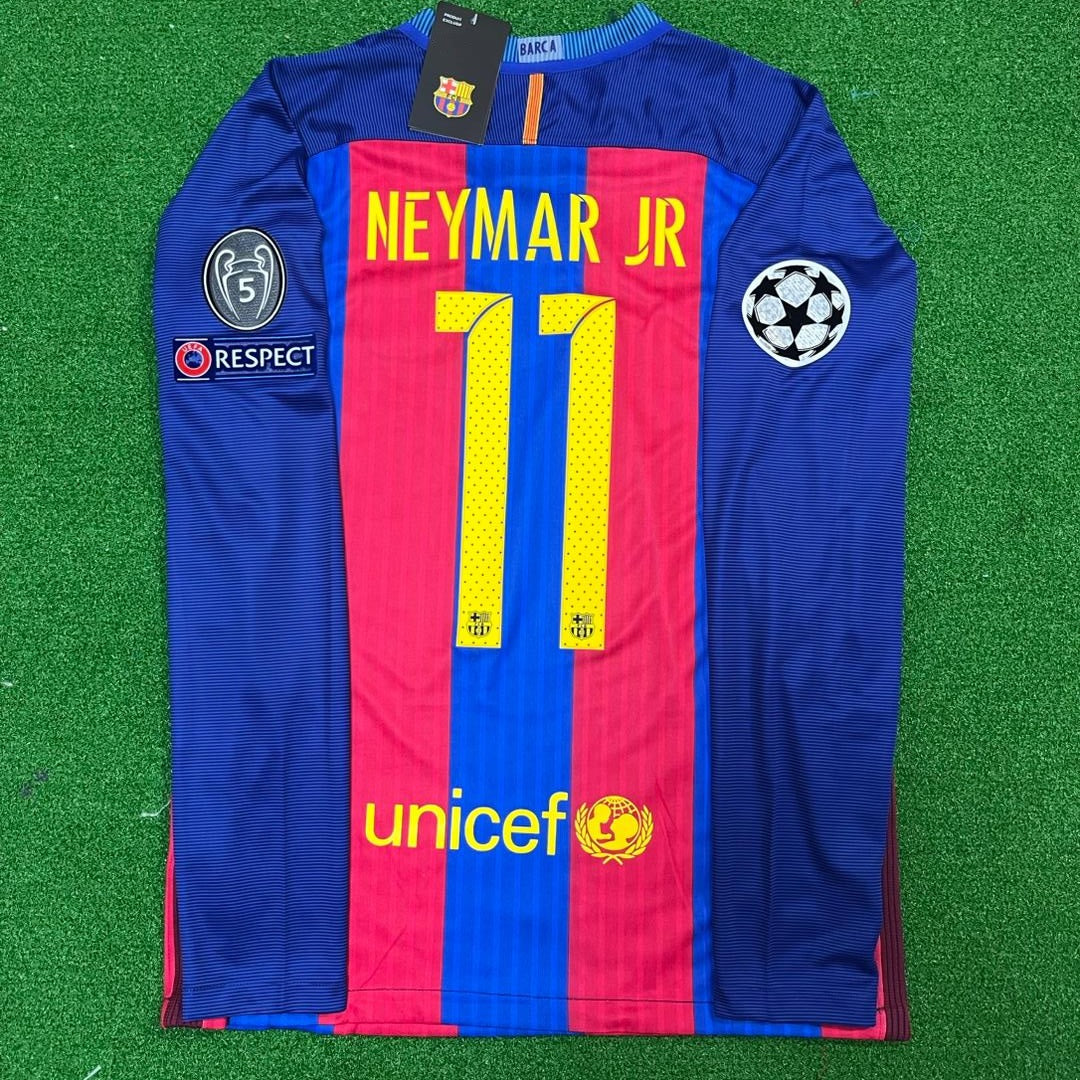 Neymar JR Barcelona 2016 Retro Jersey Soccer Trikot Maillot