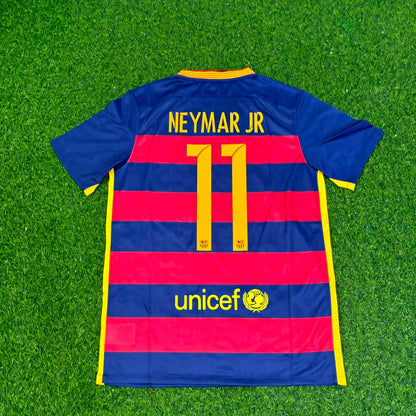 Neymar Jr Barcelona 2015/16 Retro Black Pink Kids Jersey Soccer Maillot KinderTrikot Maglia Soccer Shirt