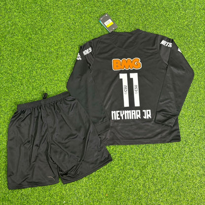 Neymar Jr Santos Kids Black Long Sleeve Retro Football Jersey Kit