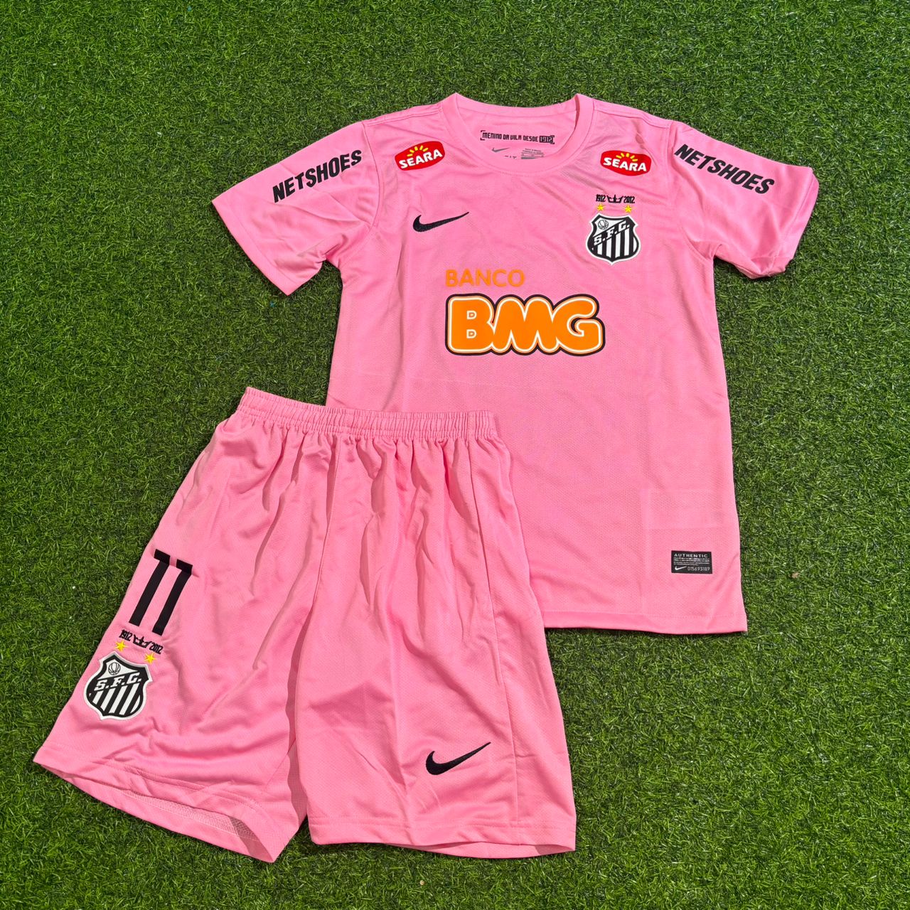 Neymar Jr Santos FC Kids Pink Retro Football Jersey
