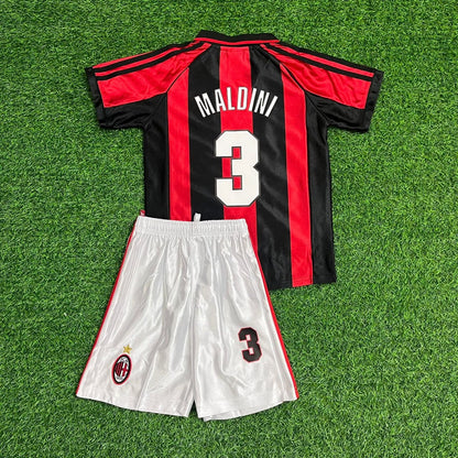 Maillot de football rétro pour enfant Paolo Maldini AC Milan 1998-1999
