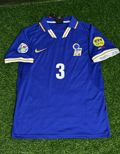 Paolo Maldini Italy EURO 1996 Blue Retro Soccer Kit Jersey Trikot Maglia Shirt