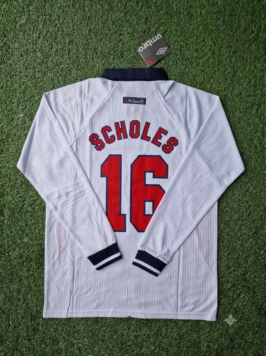 Paul Scholes England 1998 World Cup Long Sleeves Retro Jersey
