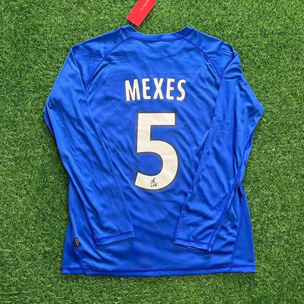 Philippe Mexes Auxerre 2003 Blue Long Sleeve Retro Jersey Maillot