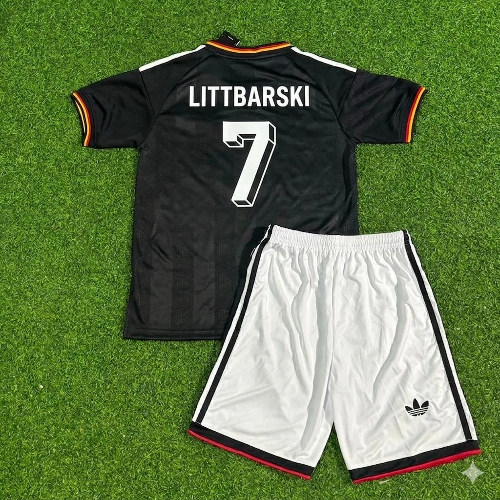 Pierre Littbarski Germany Black Retro Kids Football Jersey