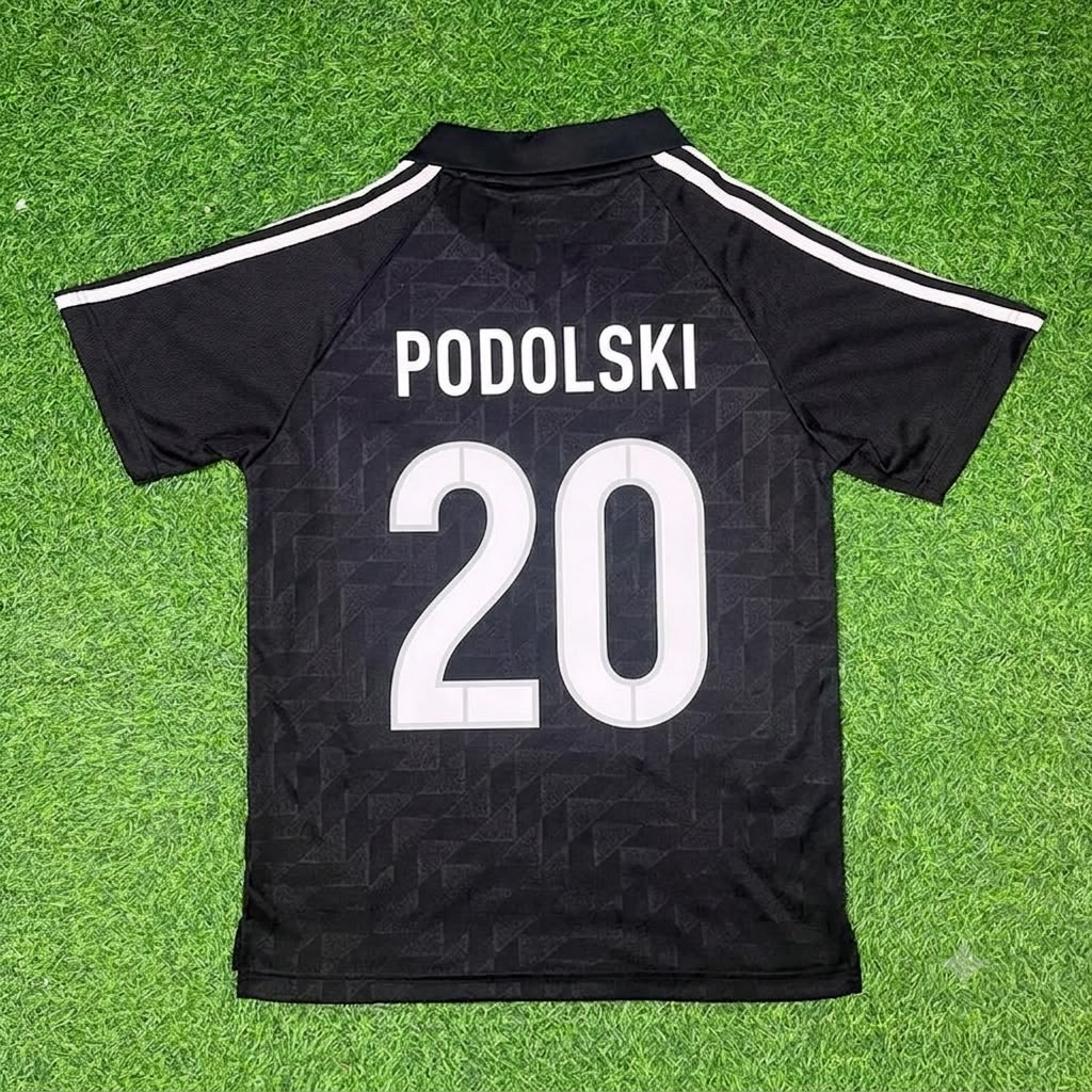 Lukas Podolski Germany Deutschland Schwarzes Retro Fußballtrikot
