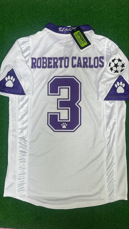 Roberto Carlos Real  1998-1999 Season Retro Vintage Jersey Soccer Shirt