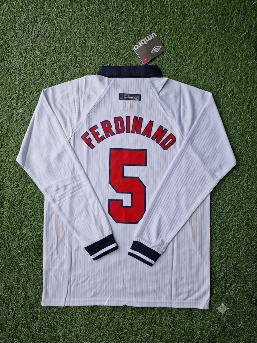 Rio Ferdinand England 1998 World Cup Long Sleeves Retro Jersey
