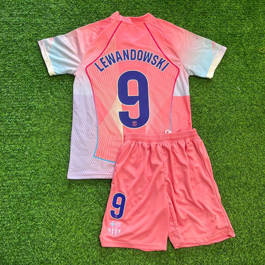 Robert Lewandowski Barcelona Pink Kids Jersey Trikot Maillot Soccer Shirt