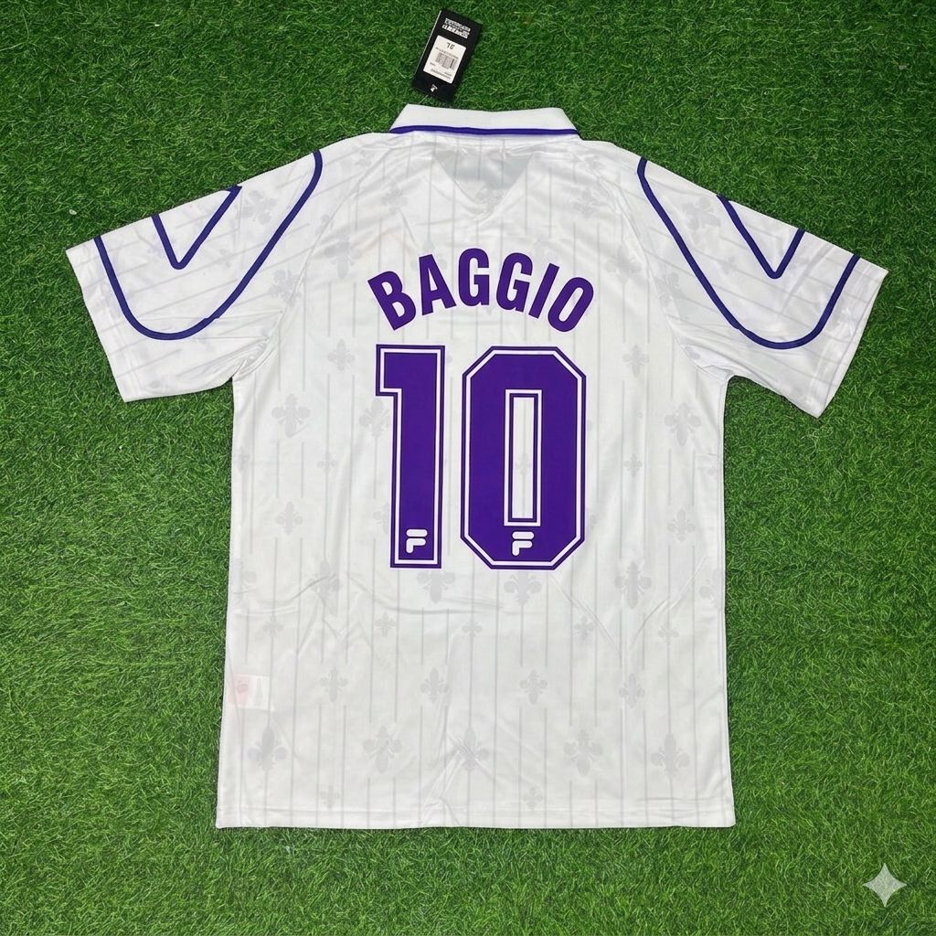 Roberto Baggio Fiorentina White Retro Football Jersey