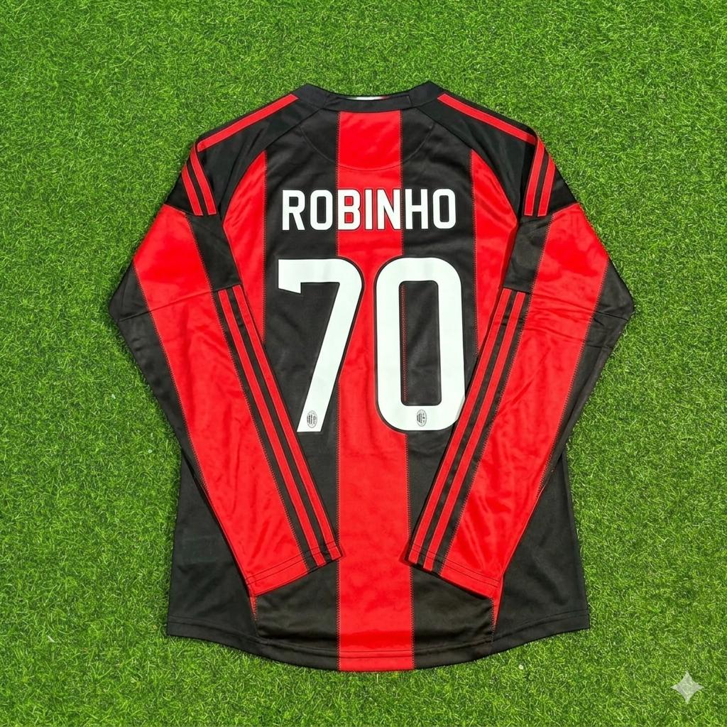 Robinho AC Milan 2010-2011 Home Long Sleeve Retro Football Jersey