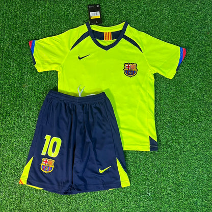 Ronaldinho Gaucho Barcelona 2005 2006 Green Yellow Kids Retro Jersey Trikot Maillot Soccer Shirt