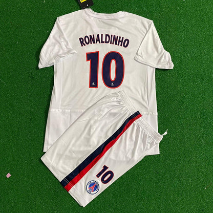 Ronaldinho White Kids Kit – Kit Jersey for Children – | KinderTrikot | Maillot Enfant Soccer Shirt
