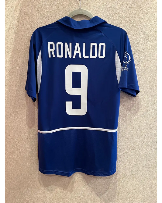 Ronaldo Nazario Brazil 2002 World Cup Blue Retro Football Jersey Trikot