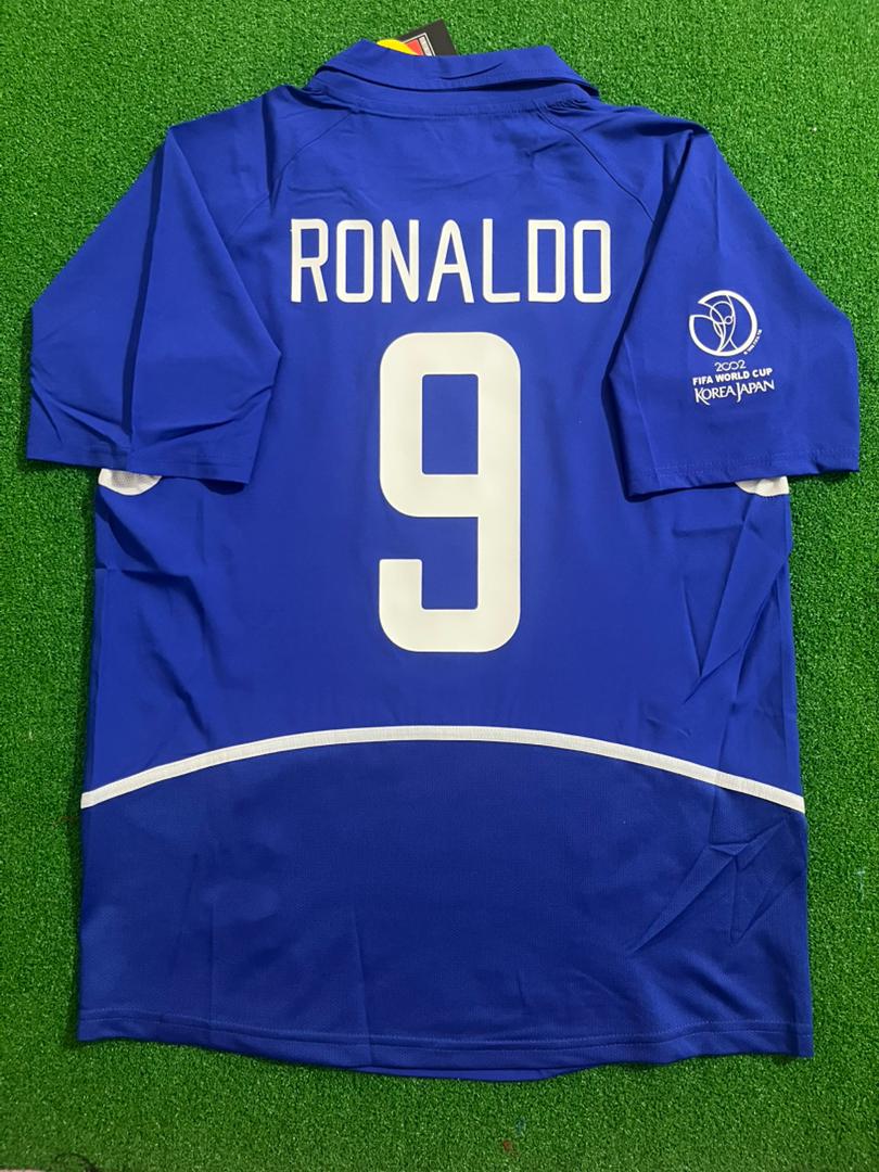 Ronaldo Nazario Brazil 2002 World Cup Blue Retro Football Jersey Trikot