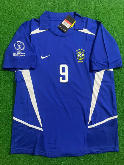 Ronaldo Nazario Brazil 2002 World Cup Blue Retro Football Jersey Trikot