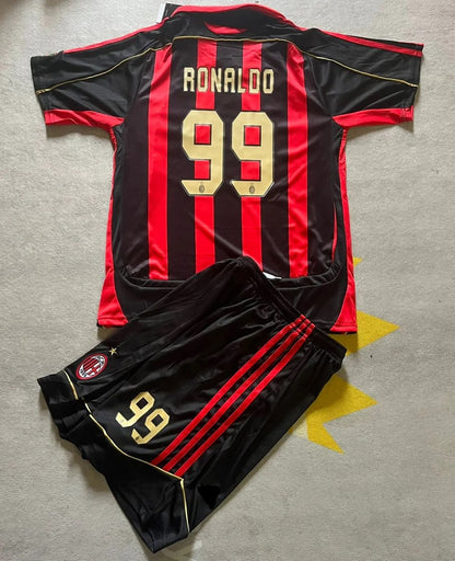 Ronaldo Nazario R9 El Fenomeno AC Milan 2007 Kids Children Home Retro Jersey