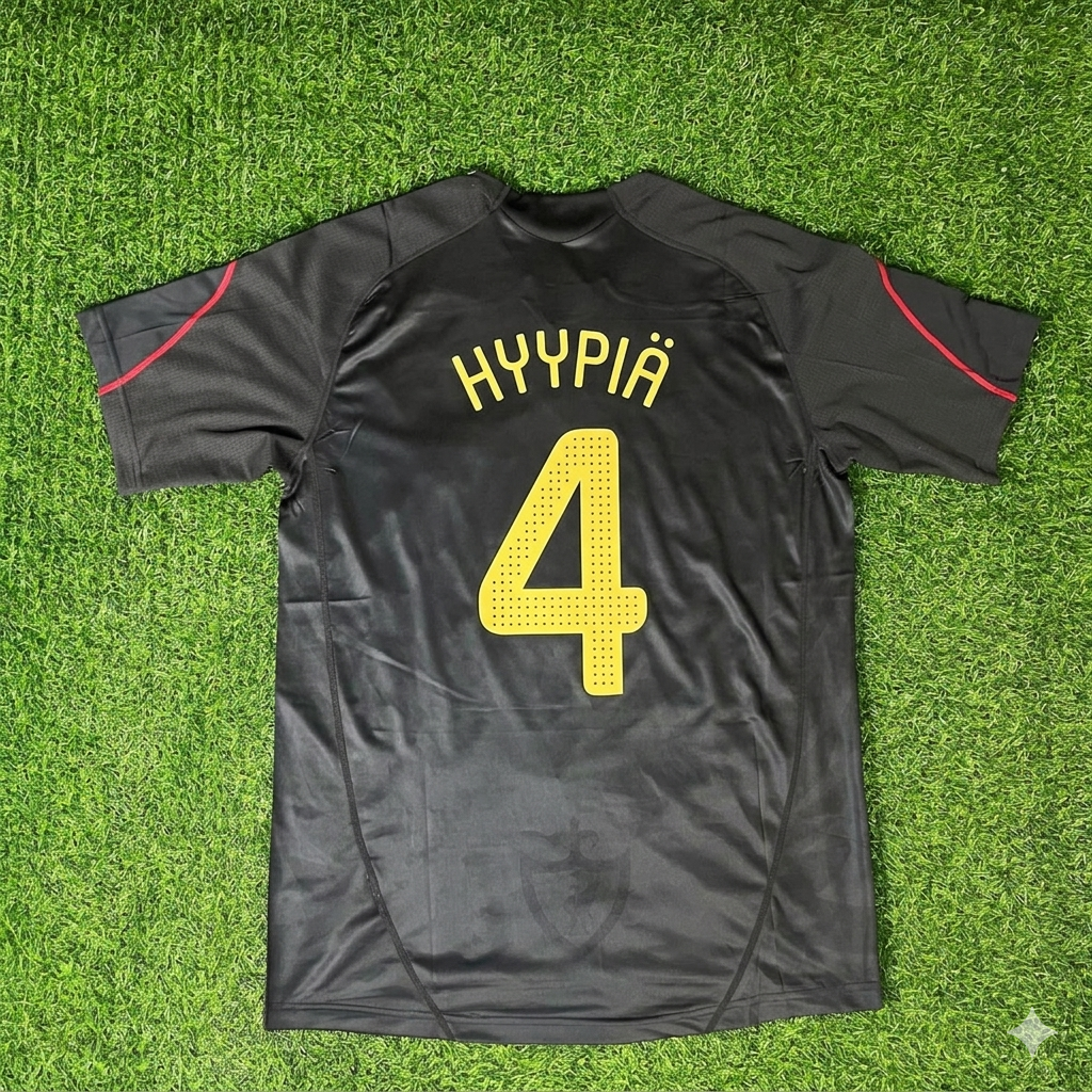 Sami Hyypiä – Liverpool 2009-10 Black Retro Kit Jersey – | Trikot | Maillot Soccer Shirt