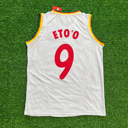 Samuel Eto'o 9 - Cameroon AFCON 2002 Retro Sleeveless Kit Jersey Maillot Trikot Soccer Shirt