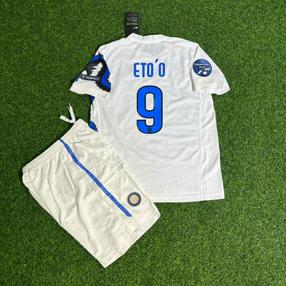 Samuel Eto’o Inter 2010–2011 White Dragon Retro Kids Football Jersey Kit