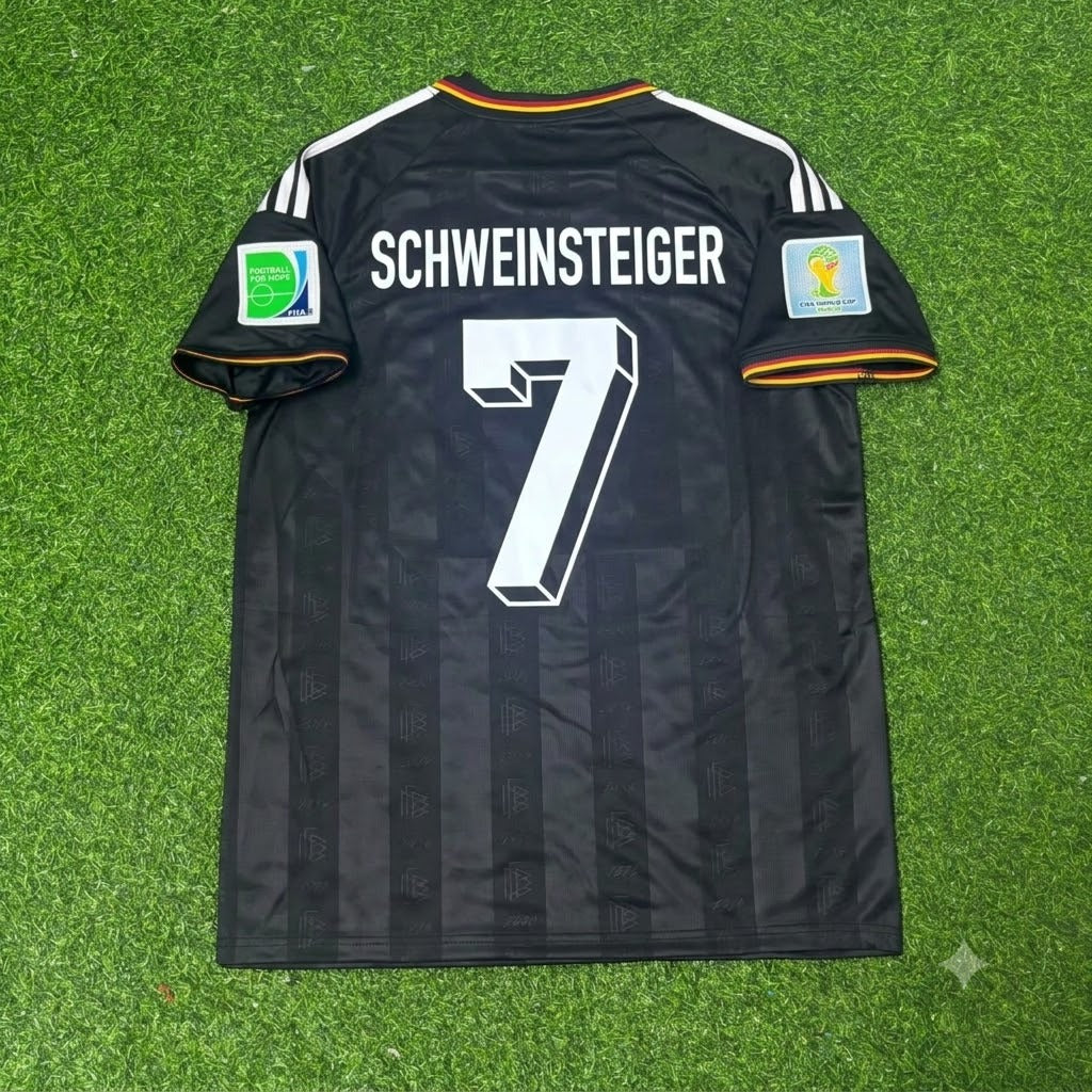 Bastian Schweinsteiger Germany 2014 World Cup Special Edition Black Retro Football Jersey