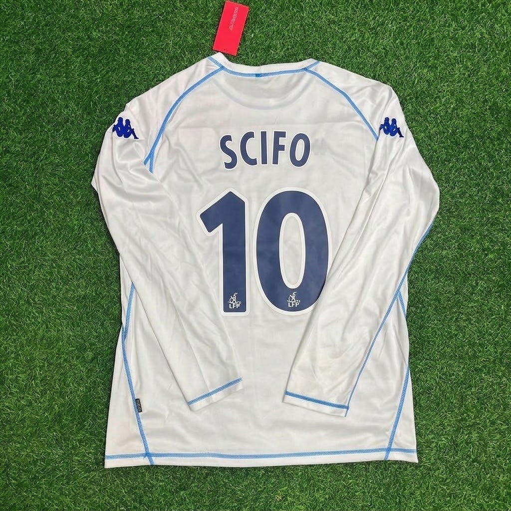 Enzo Scifo Auxerre Commemorative White Long Sleeve Retro Jersey Maillot