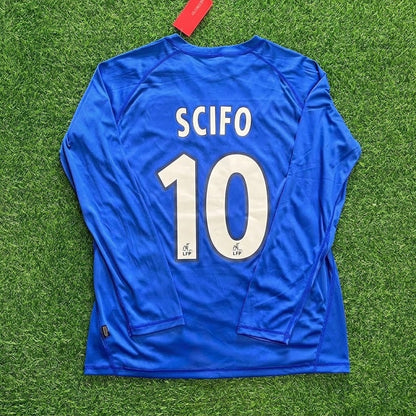 Enzo Scifo Auxerre Blue Long Sleeve Retro Jersey Maillot