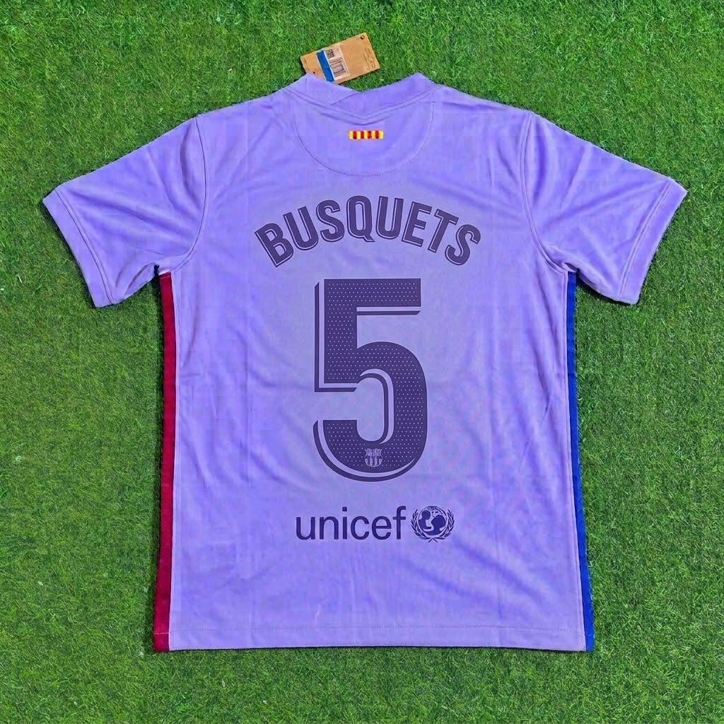 Sergio Busquets #5 Barcelona 2021-22 Season Retro Jersey Trikot Soccer Shirt