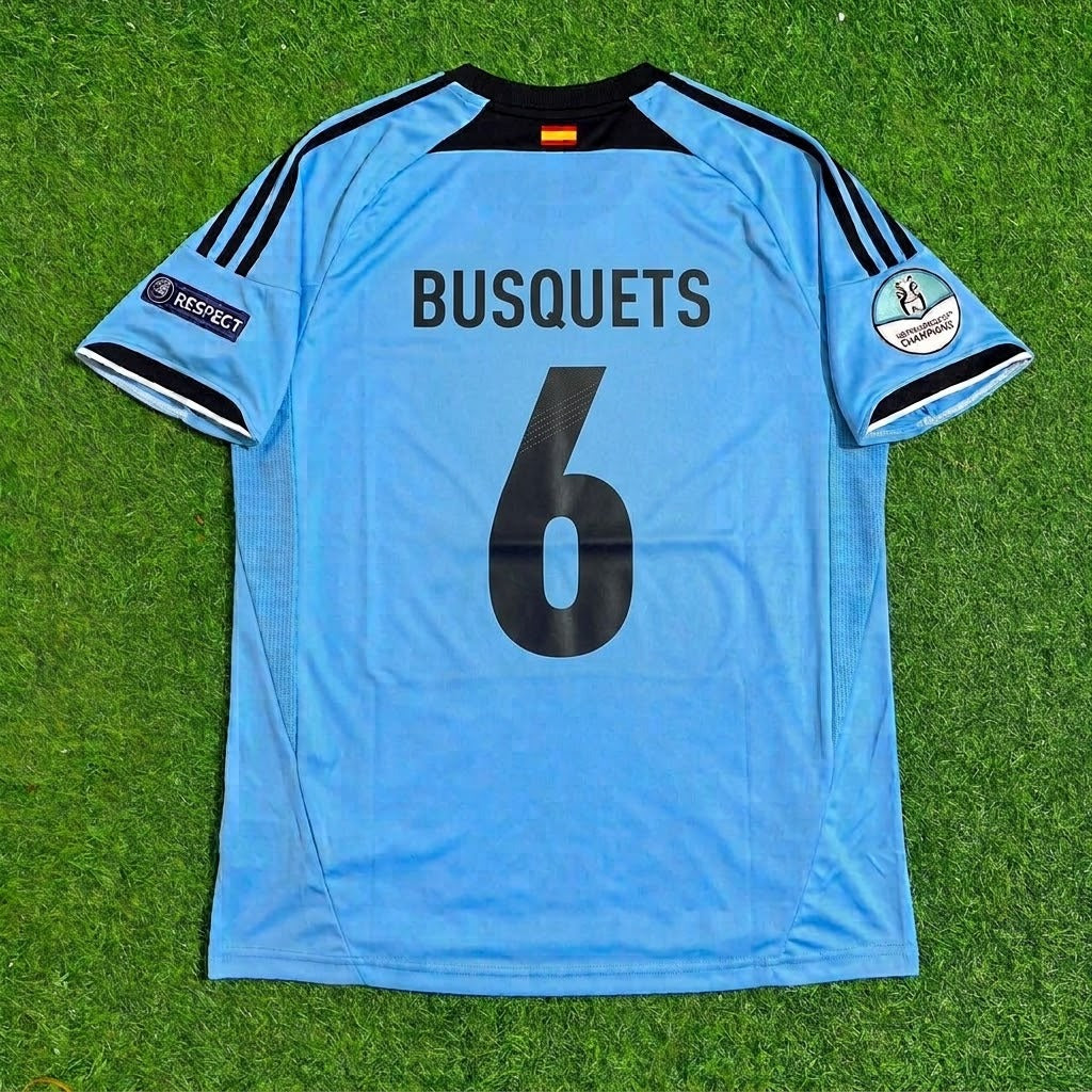 Sergio Busquets Spain EURO 2012 Final Retro Football Jersey Kit