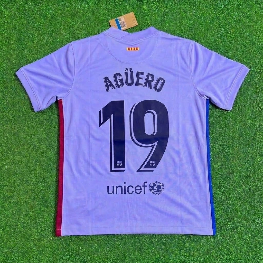 Sergio Kun Agüero #19 Barcelona 2021-22 Season Retro Jersey Trikot Soccer Shirt
