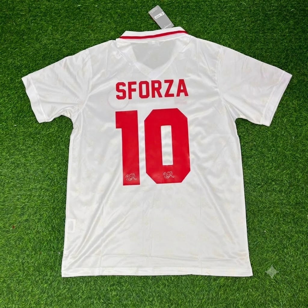 Ciriaco Sforza Switzerland 1994 World Cup White Retro Football Jersey
