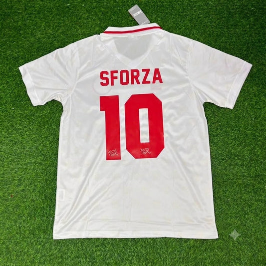 Ciriaco Sforza Switzerland 1994 World Cup White Retro Football Jersey