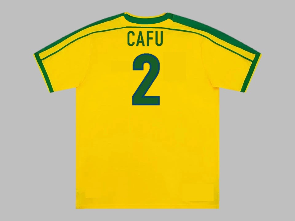 Cafu - Brazil 1998 Home Retro Football Kit Jersey Trikot Maillot Soccer Shirt