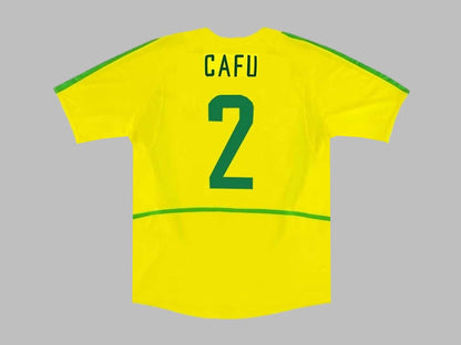 Cafu Brazil 2002 World Cup Retro Football Jersey Soccer Shirt