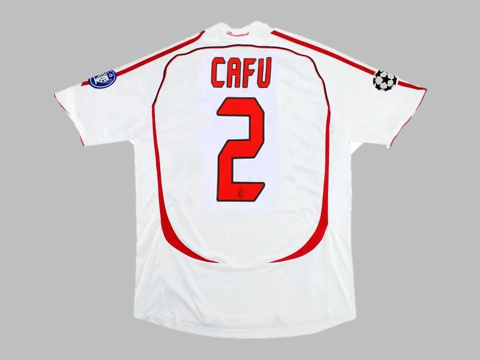 Maillot de football rétro blanc Cafu Milan Final CL 2007