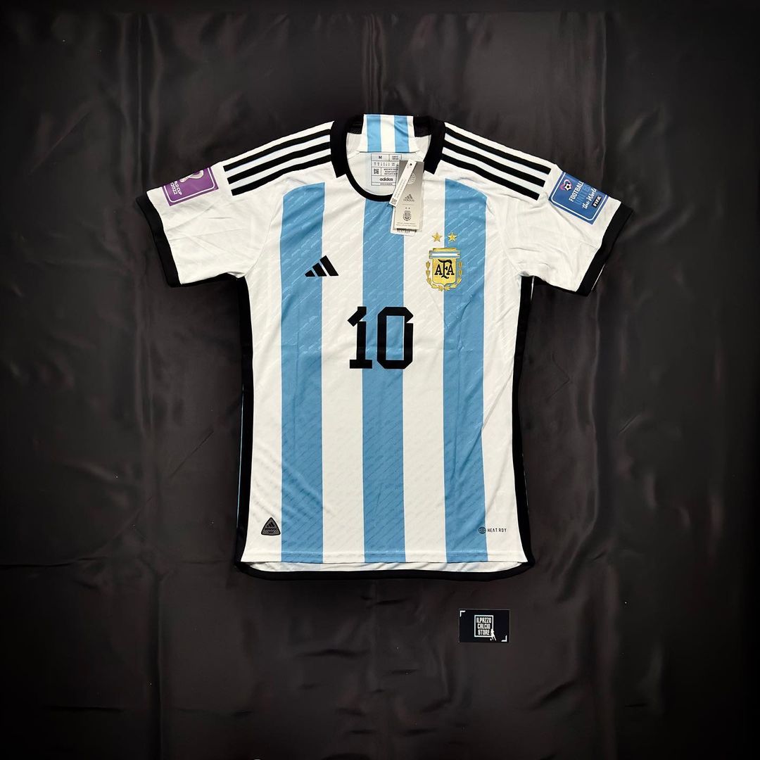 Lionel Messi Argentina 2022 World Cup Champion Home Jersey Maillot Trikot Maglia