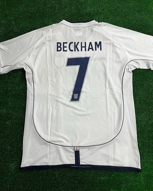 "David Beckham England White Retro Football Shirt"